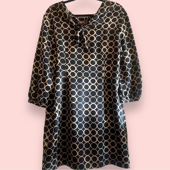 VTG 90s J.Crew Silk Geometric Mod Shift Dress Circles 60s-Inspired Sixties Style - Picture 2 of 5